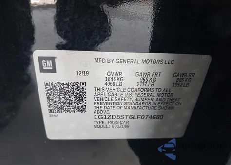 2020 Chevrolet Malibu Fwd Lt из США, поврежденный, VIN 1G1ZD5ST6LF074680